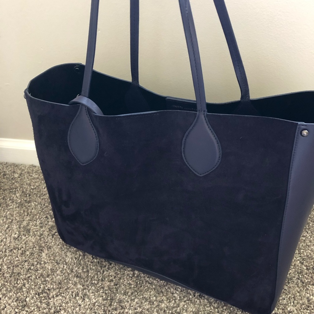 Rebecca Minkoff navy blue suede tote